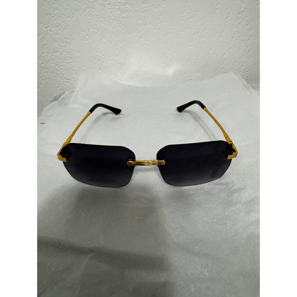 Cartier CT0028 Rimless Sunglasses Gold Rope Twist Grey Gradient Lens 58-18-145